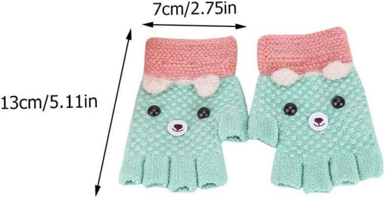 TOYANDONA 4 Pairs Fingerless Gloves Warm Knit Half Finger Embroidered Gloves for Boys Winter Outdoor Cold Weather Random Color