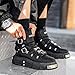 Men's Gothic Leather Motorcycle Chunky Platform Boots Lace Up Round Toe High Top Metal Buckle Non-Slip Lightweight Punk Fashion Sneakers for Streetwear Night Out Party Riding Daily Comfort (Black,8.5)