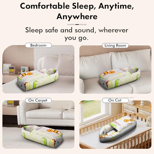 Image of StarAndDaisy 3 in 1 Baby Sleeping Bag for New Born /Baby Bedding Set for New Born /Soft and Comfortable Baby Bed for 0-12 Months /Washable & Foldable Cotton Design (Animal Print)