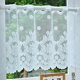 Bistrogardine 50x150 cm,Moderne Scheibengardine Voile für Küche, Wohnzimmer & Schlafzimmer,Kurzstore mit Stangendurchzug,Halber Vorhang für Kleines Fenster,Kaffeevorhang,Landhausstil (Blümchen)
