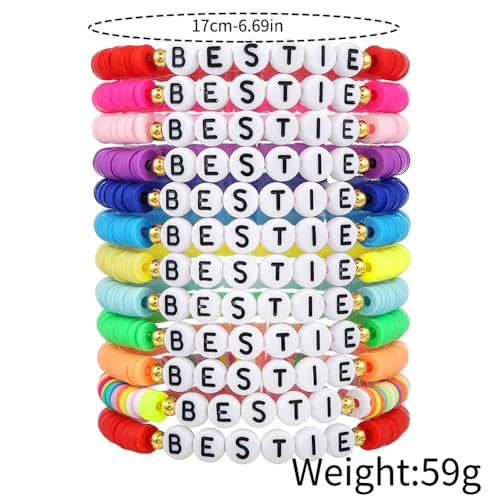 12 PCS Friendship BFF BESTIE Clay Bracelets Set for Women Jewelry2