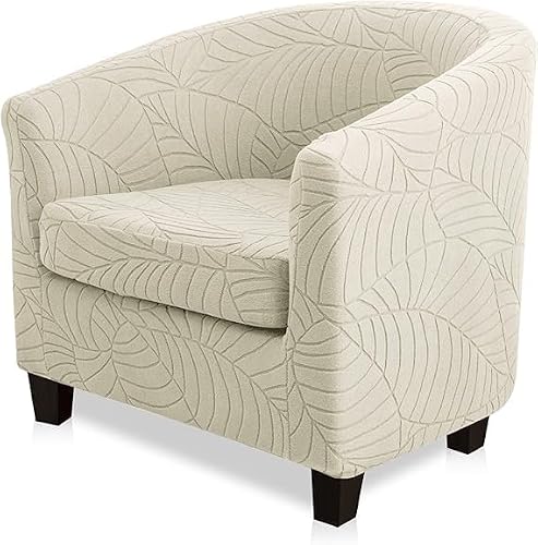 zhonghua Tub Chair Cover, 2-Pieces Tub Chair Cover High Stretch Armchair Sofa Slipcover with Cushion Cover Sofa Couch Cover (Beige)