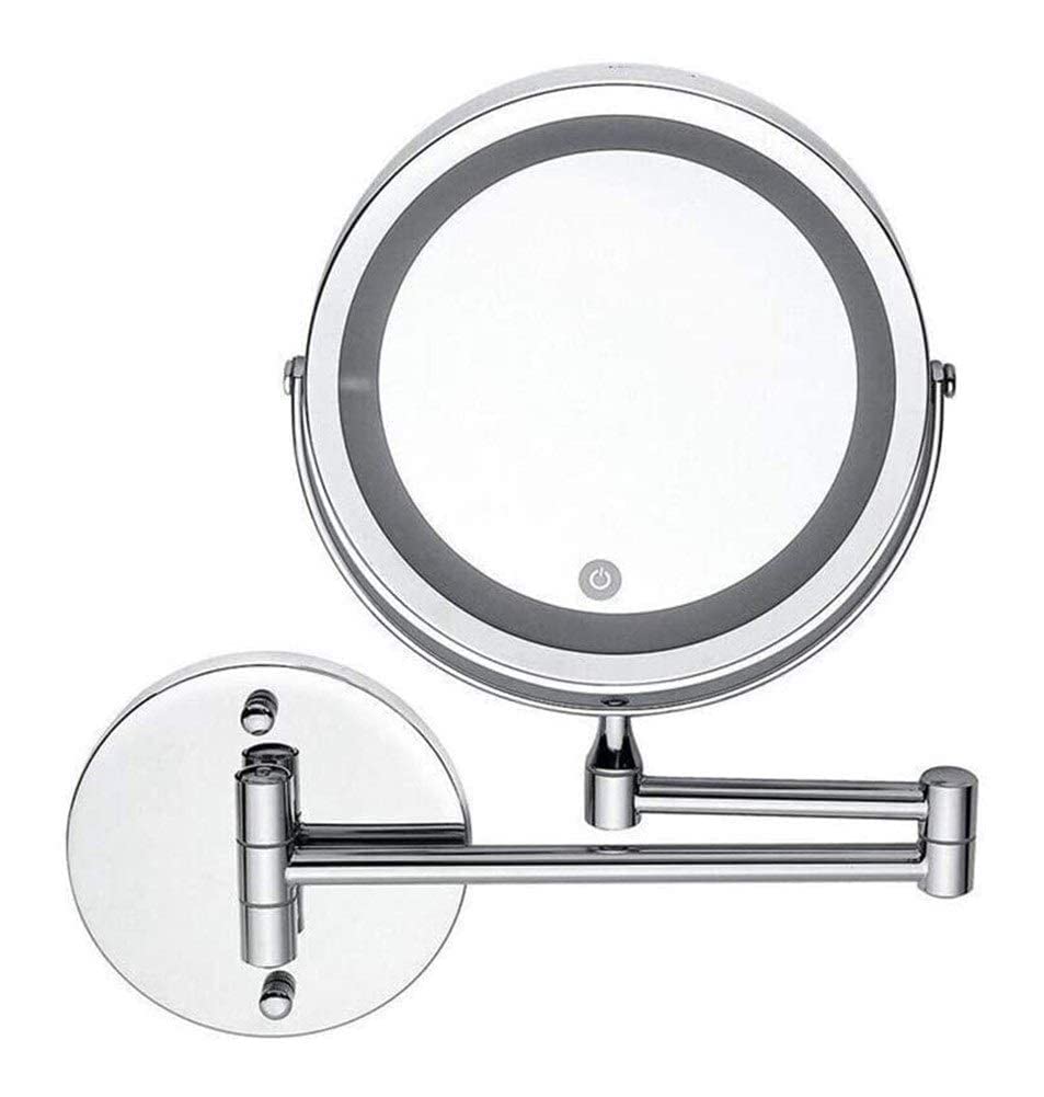 Miroir de maquillage mural LED 10X en verre haute définition et finition haut de gamme