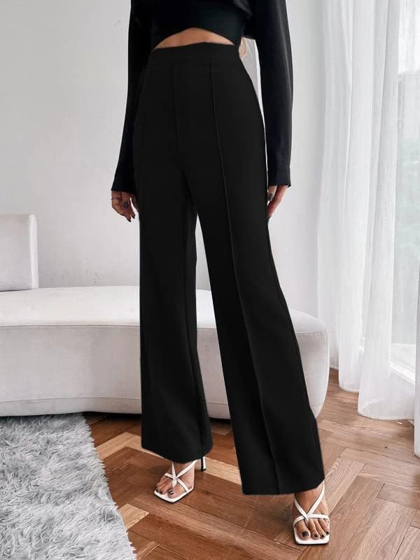 Image of ALYNE Women's Trouser Pants for Women Stretchy Straight Line Leg Elastic Waist /Regular Fit Trouser Pant for Regular Casual Wear