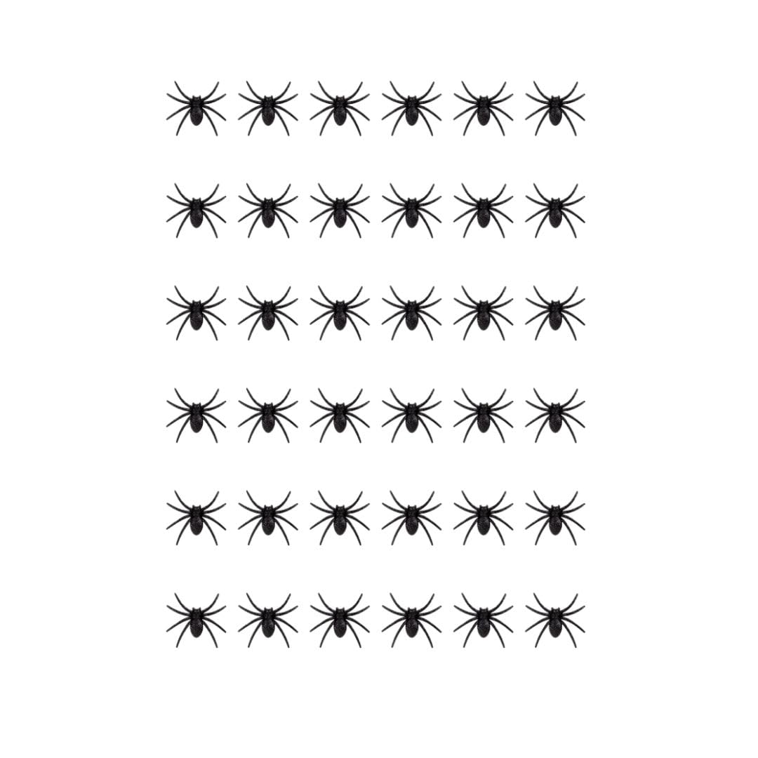 Arcus Black Halloween Glitter Spiders - 36 Pack - 3.7Cm Per Spider - Haunted House Decorations Decor - Trick Or Treat Accessory - Family Fun