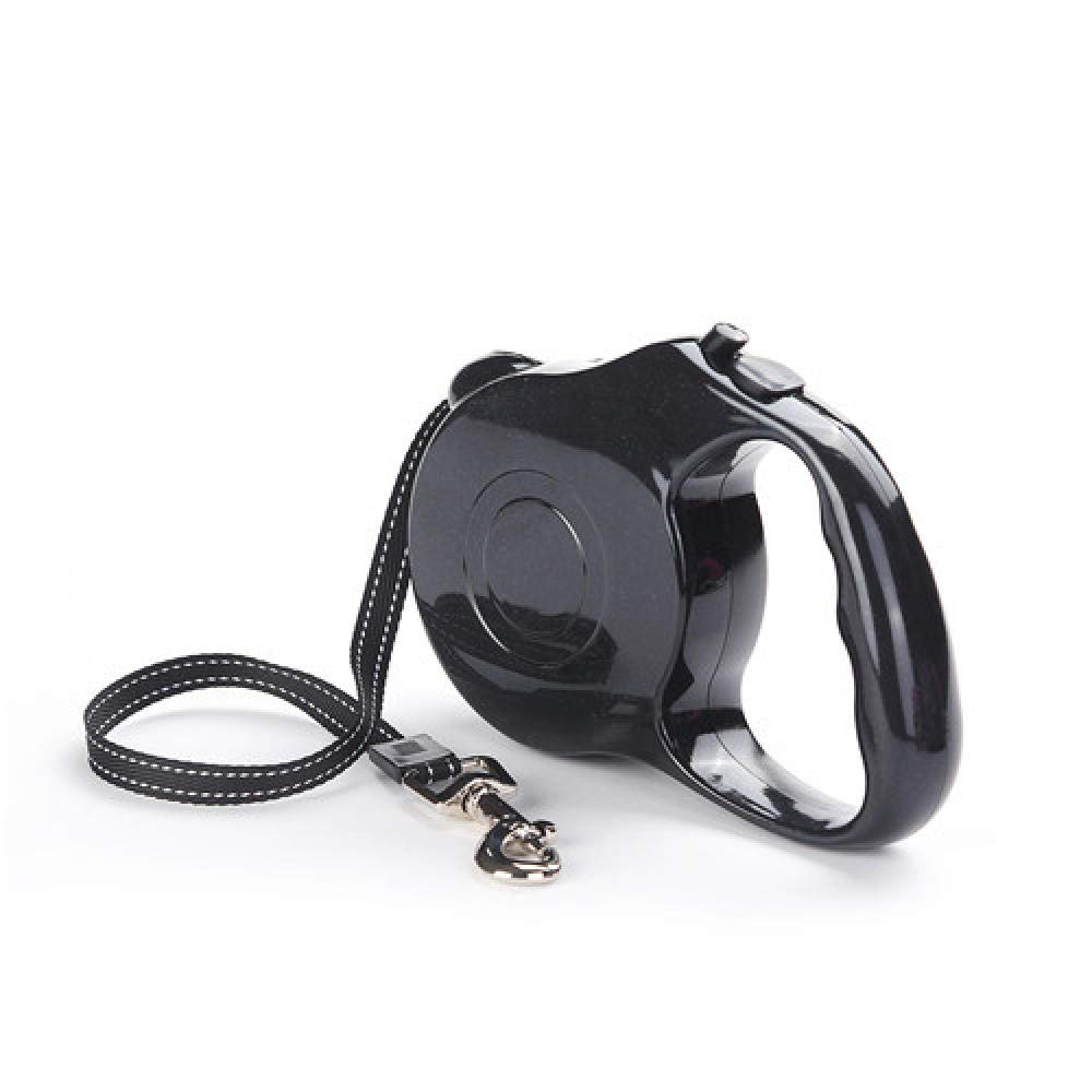 Guinzaglio per cani， Guinzaglio estensibile for cani, 5 m, resistente, in nylon, retrattile, automatico, for passeggiate con cuccioli(Black)