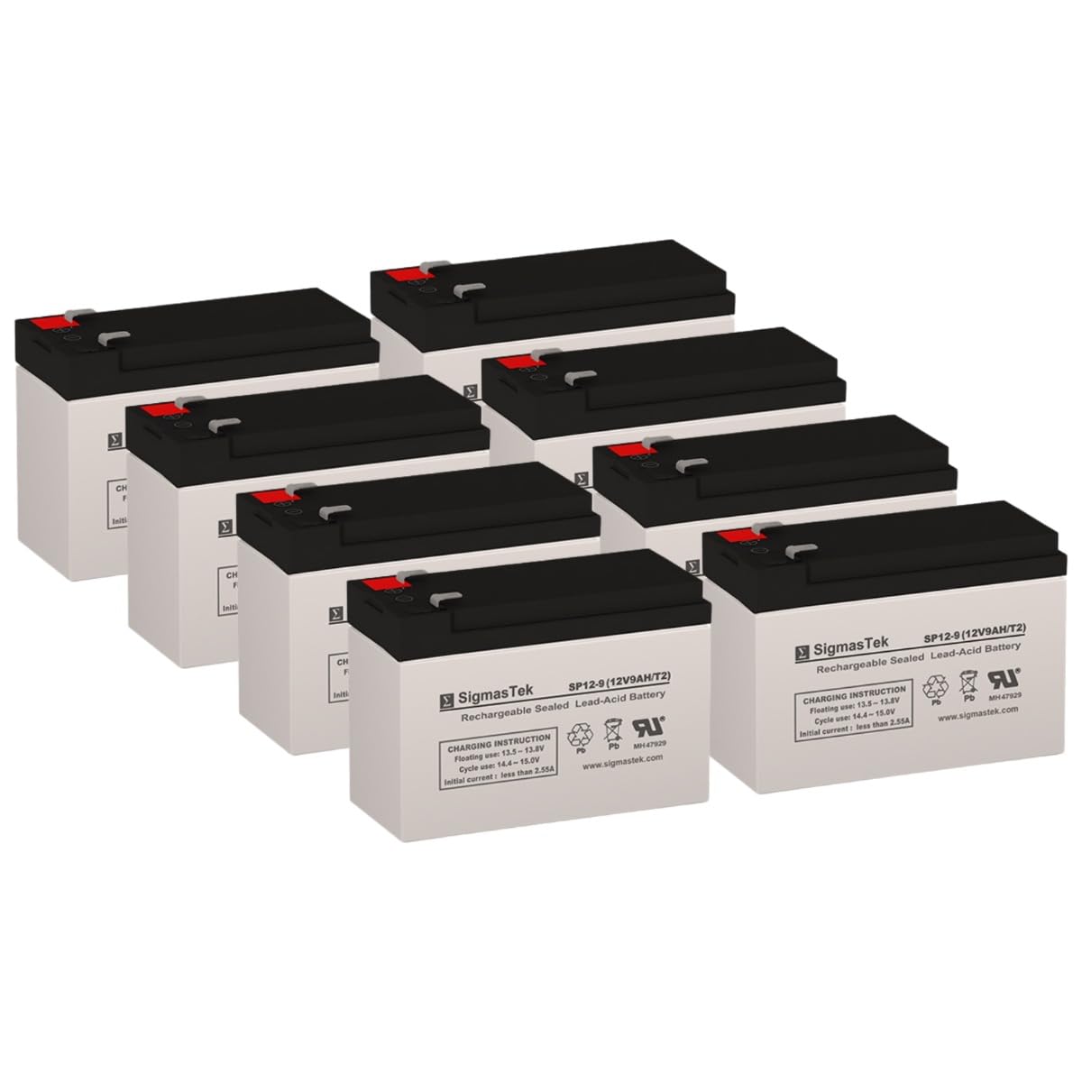SigmasTek Universal Power UB1290 (40748) and UB1280HR (D5785) SP12-9 (T2) Compatible Battery Pack of 8, 12V 9Ah F2
