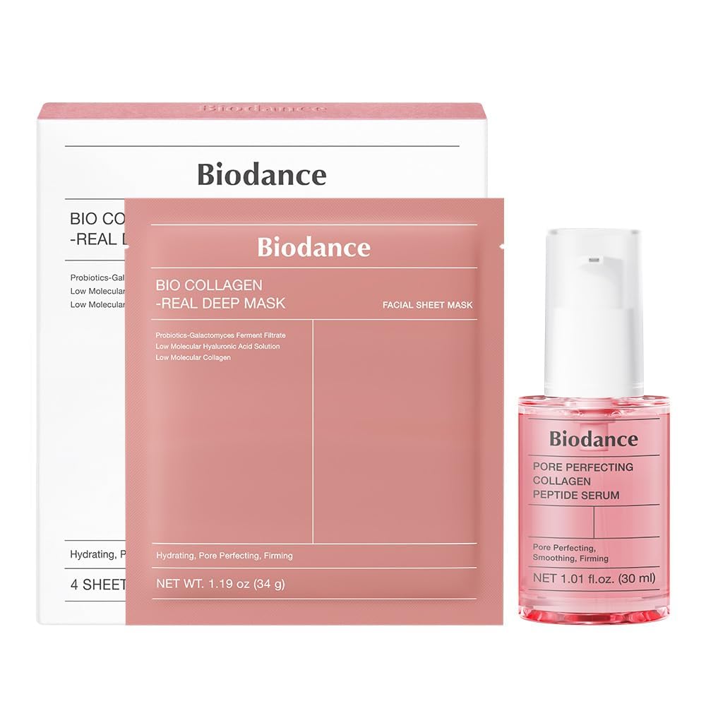 BIODANCE Collagen Duo Bio Collagen Real Deep Mask Collagen Peptide Serum Pink Duo Bundle for Glass Skin Plumping