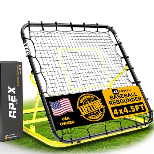 Apex Sports 4x4.5 Ft Baseball Rebounder, Multi-Sport Trainer for Soccer and Volleyball, Adjustable...