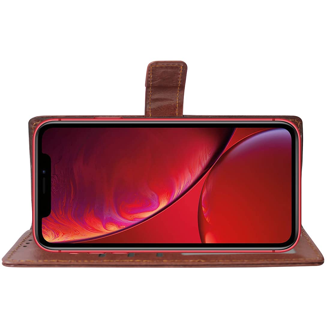 iPhone XR Leather Flip Cover - Wallet Case with Stand -4