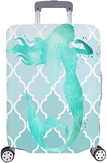 InterestPrint Mermaid with Moroccan Trellis Quatrefoil Luggage Cover Suitcase Baggage Case - coolthings.us