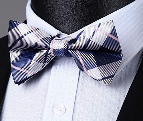 Image of HISDERN Bow Ties for Men Pretied Bowties Classic Formal Business Bow Tie Adjustable Tuxedo Bowtie for Wedding Party