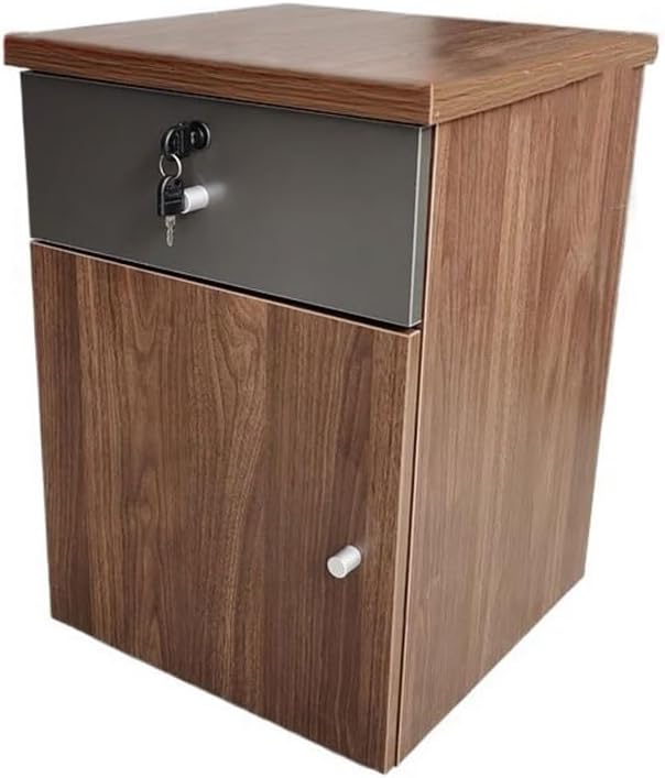 File Cabinet Locking with Drawer Movable Cabinet Mobile File Cabinet Office Storage Storage Desk Side Small Cabinet Short Cabinet Office Cabinet(White)