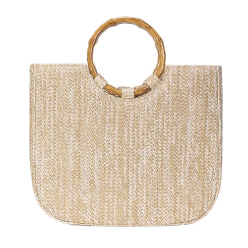 Chic Straw Clutch Purses for Women Top Handle Summer Bag Ideal Vacation Handbags Beach Woven Bag