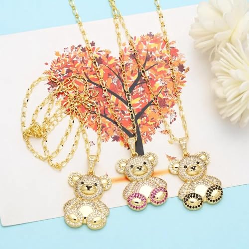 14K Gold Filled Cute Bear Necklace For Women - Colorful Crystal Moveable Teddy Bear Necklace Cute Animal Jewelry, Sweet Gummy Bear Necklace In Vibrant Colors4