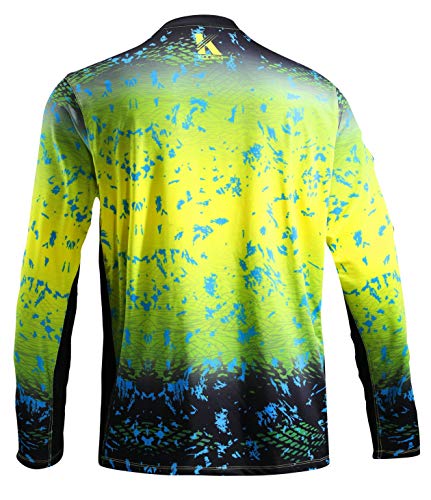 Performance Vented Fishing Shirt Long Sleeve Shirt Mesh Side Vents Upf 50 Dye Sublimation Print, Yellow, 2X-Large #TOP1