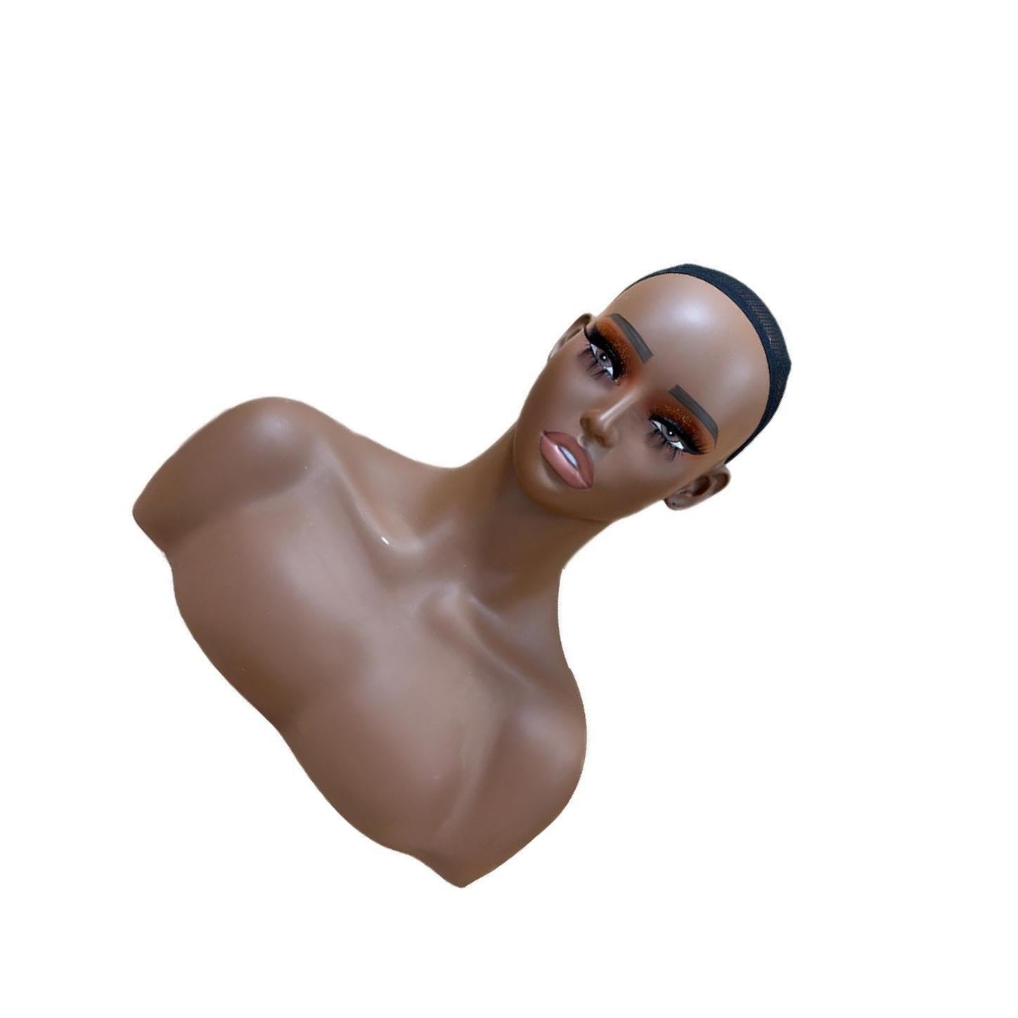 CYDZSRA Mannequin Head With Shoulder Lightweight Sturdy Spacious Displaying Wigs Hats Jewelry And Accessories Hats Jewelry Necklace Glasses Wig Display Stand Realistic Mannequin