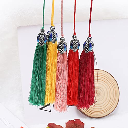 Borlas pequeñas de algodón rosa de 3.9 in para bisutería DIY, 6 unidades 7