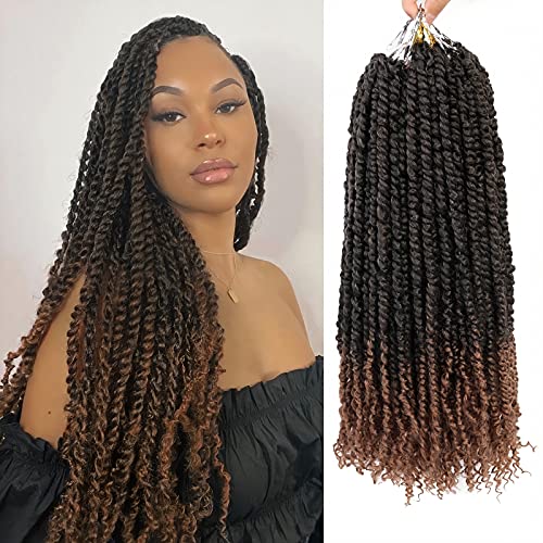 Passion Twist Hair 10 Packs Pre-twisted Passion Twist Crochet Hair 18inch Pre-Looped Passion Twists Crochet Braids Bohemian Hair Synthetic Braiding Hair Extension (18inch,1B/30)