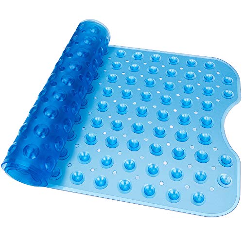 Alfombrilla de Baño,Guiseapue Extra largo Alfombra para Bañera Antideslizante con 200 Potentes Ventosas,Antibacterial,Lavable a Máquina, para Ancianos y niños (Azul)