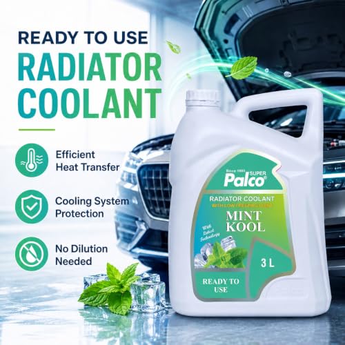 Image of PALCO MINT KOOL Radiator Coolant Ready to Use for Petrol Diesel Engines Cars, Jeep, Commercial Water as a Cooling Medium Vehicles| Ethylene Glycol Based Coolant| Nitrite Amine free 3Litre (Pack 2)