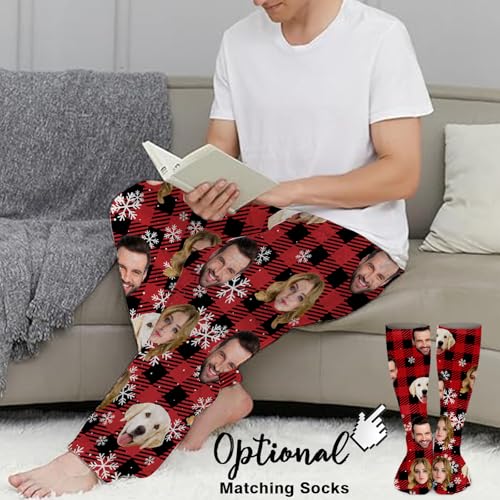 Custom Face Pajama Bottoms for Men Women,Personalized Photo Sleepwear Pants,Customized Pj Trousers Gifts for Him Her (Style-45)3