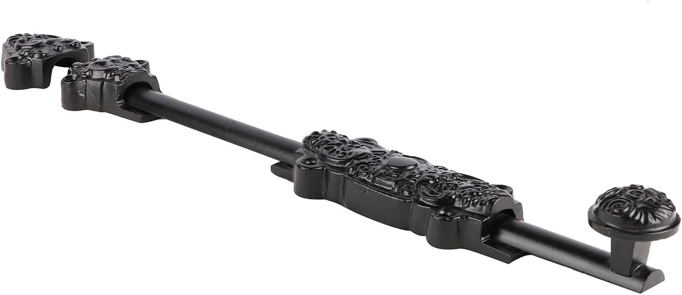 A29 Iron Surface Door Slide Bolt 12 X1 1/4 X 1 7/8 inches with 3 Gate Latch Black Powder Coat Finish