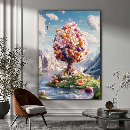 Toile murale Arbre de Vie multicolore grand format pour grand mur - 2