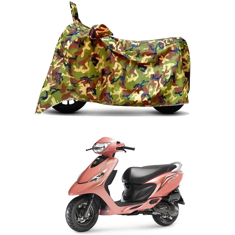 Image of Waterproof 100% PVC Coated Full Bike Scooty Two Wheeler Body Cover Compatible for TVS Scooty Zest /UV-Rays /Heat Protection /Birds Dropping /Scratchproof /Dust Proof s[6X6 Jungle Print]