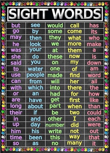 Educational Preschool Posters - Sight Words Learning Charts for Classroom Wall Decor, Homeschool Supplies(Unframed,12x18inch(30x