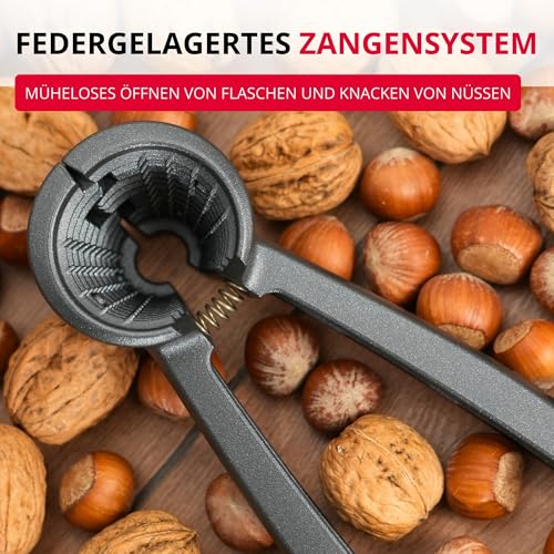Westmark Nussknacker und Sektzange, extra große Öffnung für Walnüsse, mit Klammer, Aluminium, Westmark Nussprofi, Anthrazit/Rot, 33222270 – Ansicht 3