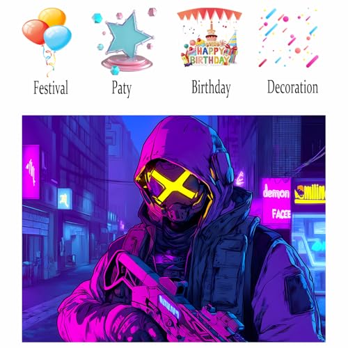 Image of Nuxovilar Cyberpunk Figure Wall Tapestry Polyester 78.74x59.05 In