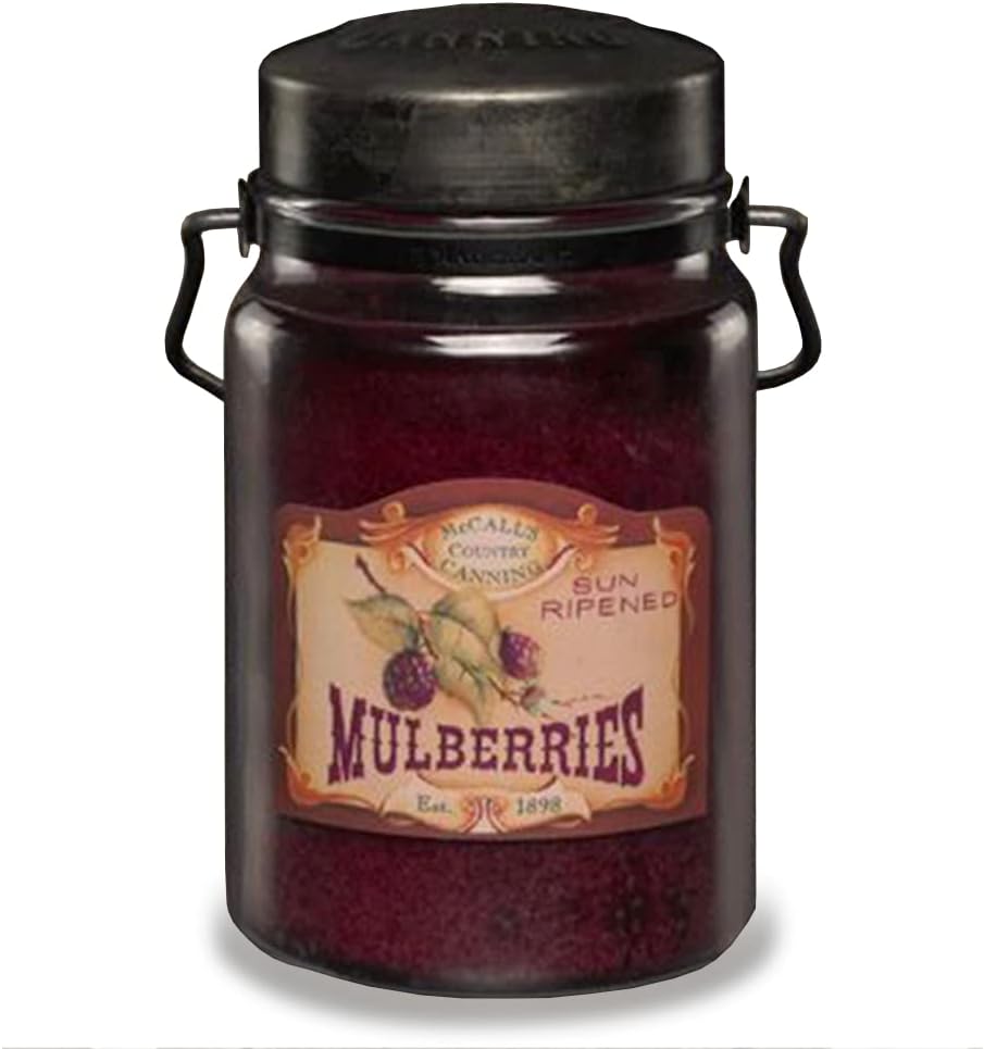 McCall’s Candles | Mulberry | 26 oz Scented Candle | USA-Poured | Vintage Rustic Jar with Carrying Handle | Sweet & Tart Berry Fragrance