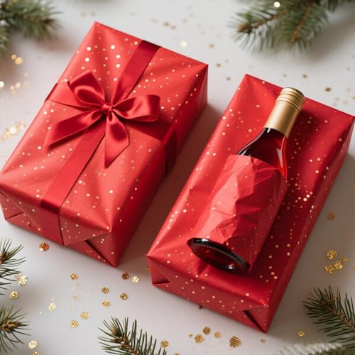 Image of Red Glitter Tissue Paper for Gift Bags 36 Sheets 14x20 Inch - Recyclable Wrapping Paper for Weddings, Birthdays, Party & Festival Decorations DIY Craft Supplies