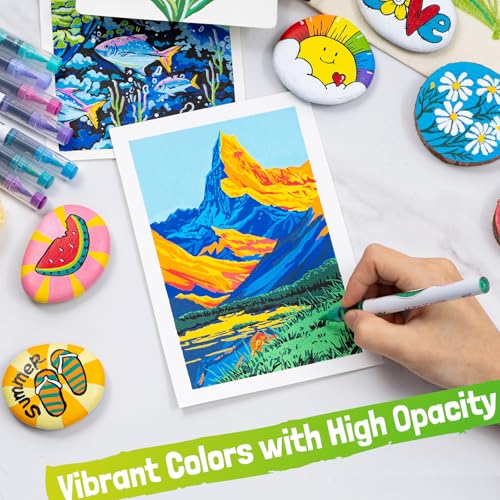 Image of LET'S RESIN PAINT Acrylic Paint Markers Brush Tip 72 Colors-Water Based