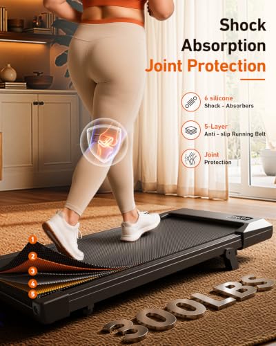 Image of Superun Walking Pad with 6% Incline, Under Desk Treadmill, 3 in 1 Portable Treadmills for Home with Remote Control LED Display, 2.5 HP Quiet Mini Treadmill for Office Home Use, 300 Lbs Capacity