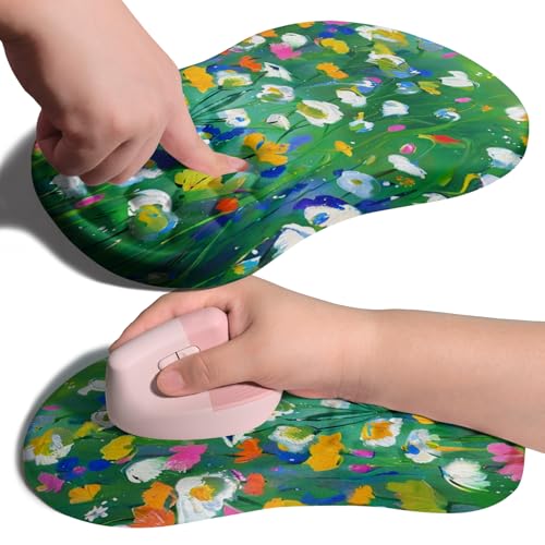 Image of Ergonomic Joint Wrist Support Mouse Pad with Memory Foam Cushion Massage Bump, Carpal Tunnel Pain Relief Mousepad Slope Design for Wrist Rest, 11.8x7.9 in, Iris