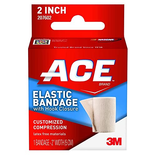Ace Elastic Bandage Wraps with Hook Closure, Non-Sterile, Latex-Free, 2 in x 4.2 ft, 1 Count, 1 Pack
