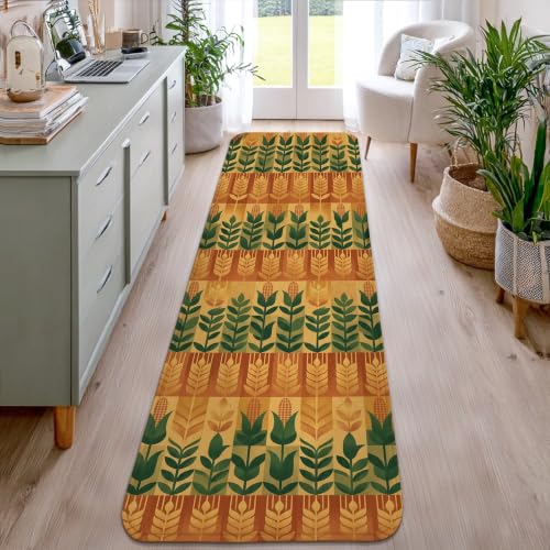 Alfombra rectangular de hojas 2x8 pies lavable para puerta interior y baño 6