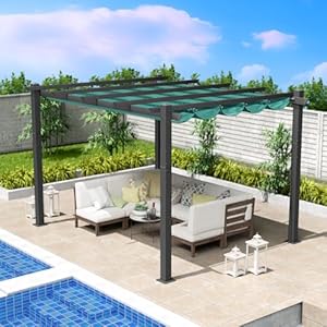 Kozyardmorganoutdoorretractablepergolawithsunshadecanopypatioaluminumpergolashelterforbackyarddeckgardenmodernmetalgrillgazebo10x12blue Urban Country Home Decor Kozyard morgan outdoor retractable pergola with sun shade canopy patio aluminum pergola shelter for backyard deck garden modern metal grill gazebo 10 x 12 blue urban country home decor