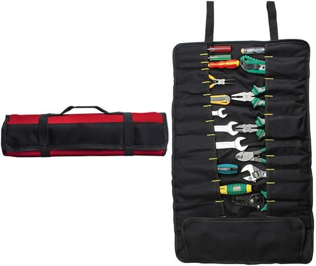 tools rolled up bag small organizer pouches Wrench Screwdriver Pliers storage bag Canvas roll up bag Socket tool packet