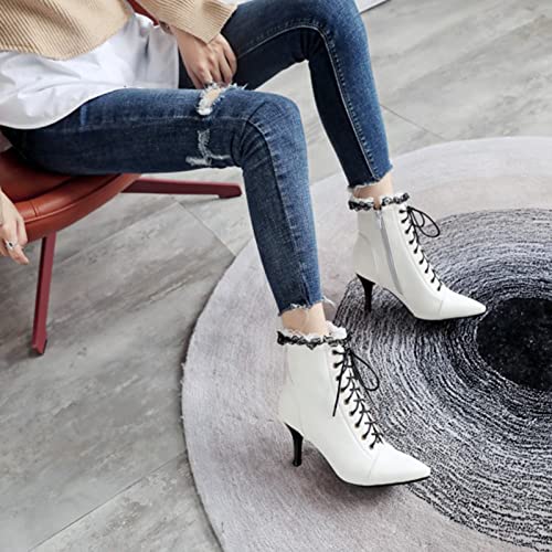 Bottes de mode 8cm avec dentelle ajustable et bout pointu confort
