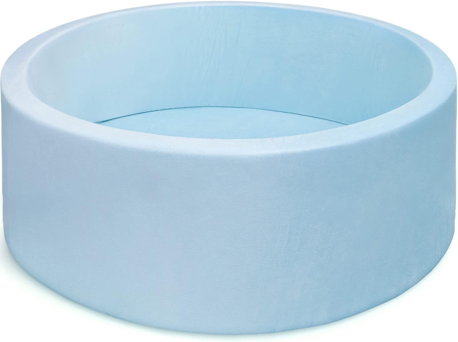 EDOSTORY Foam Ball Pit for Toddlers, Memory Foam Ball Pit for Kids Babies Soft Children Round Playpen 35 x 12 inch, Baby Blue - (Balls NOT Included)