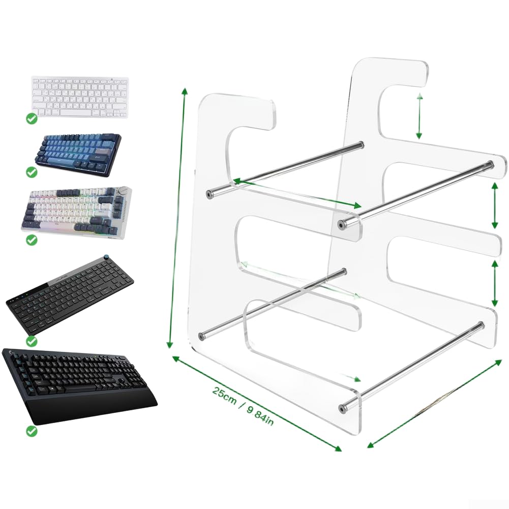 para estantería Teclado 3 Pisos Antideslizante Oficina para(Transparent)