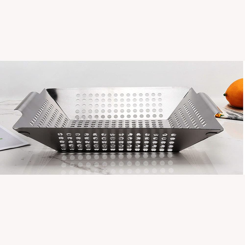 Cestino della griglia di Verdure, Grande Cestino di Grigliata in Acciaio Inossidabile Pesante, Accessori Barbecue per Grigliare Verdure, Pesce, Carne, Kabob, gamberetti