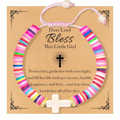 TOLOWOBK Valentines Day Gifts for Kids, Teen Girls, Women Colorful Cross Bracelet for...