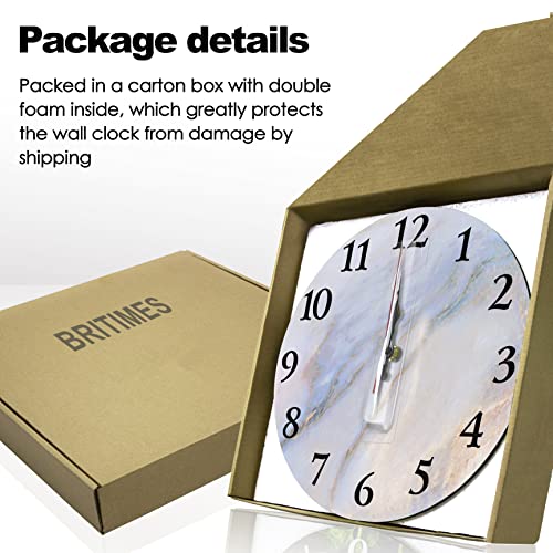 Britimes Round Wall Clock Silent Non-Ticking Battery Operated Clock 10 Inch, Blue Pink Purple Marble Home Decor For Living Room thumb #4