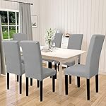 Easy-Going 100% Waterproof Dining Room Chair Cover Set of 6, Stretch Jacquard Parson Chair Slipcover Removable Washable Chair Protector for Home, Restaurant, Banquet (Large, Light Gray) - Image 2