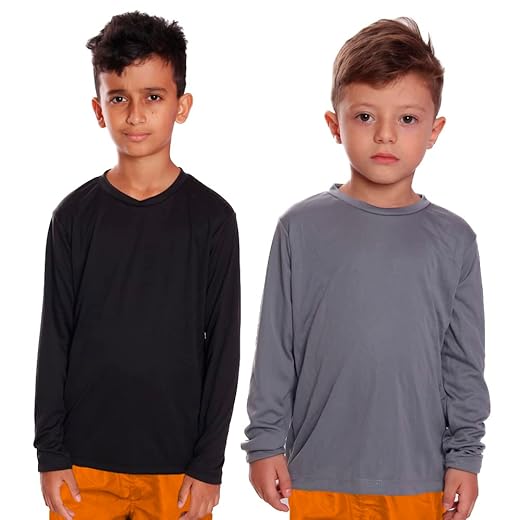 Kit 2 Camisetas Infantil Menino Proteção UV Térmica Solar Manga Longa Camisa Praia Esporte