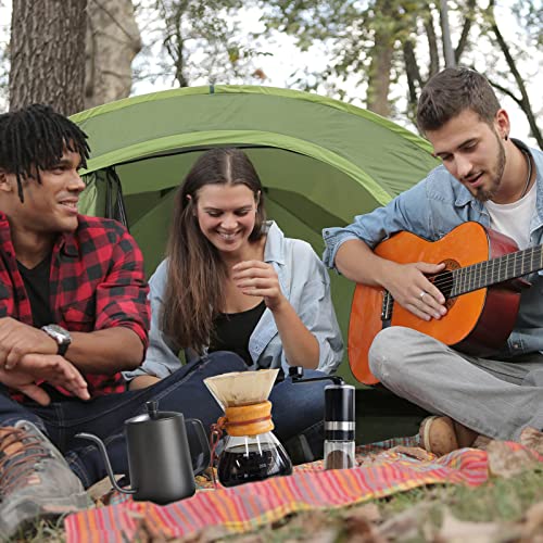 Sotech Pour Over Coffee Maker Set Includs 20Oz Black Gooseneck Kettle; Manual Coffee Mill Grinder; Glass Coffee Chemex (Metal Coffee Box Gift Set) #TOP2